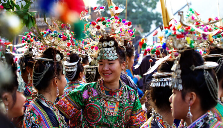 Miao-Dorfbewohner feiern Lusheng-Festival