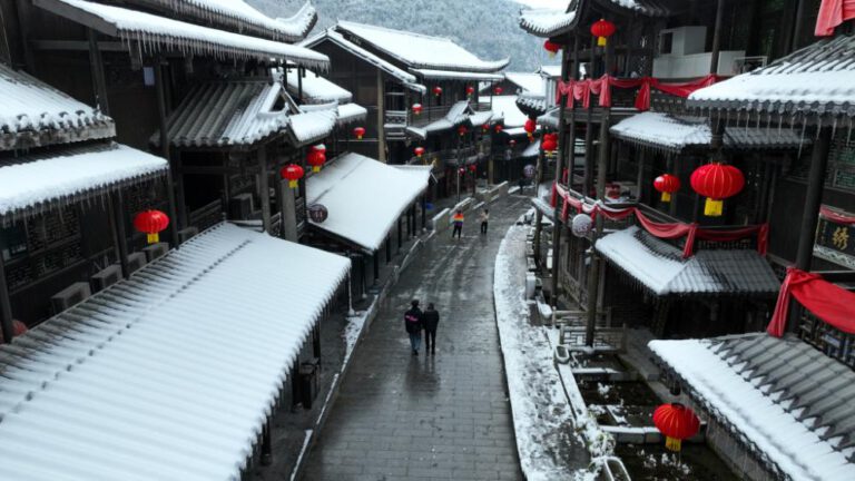 Wunderschöne Schneelandschaft in Südchina